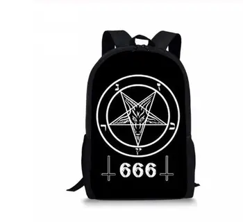 Ghiozdane pentru Fete Baieti Pisica Neagra 666/Hail Satan Imprimare Elevii Rucsaci Ghiozdan Copii Mochila Escolar Bookbag
