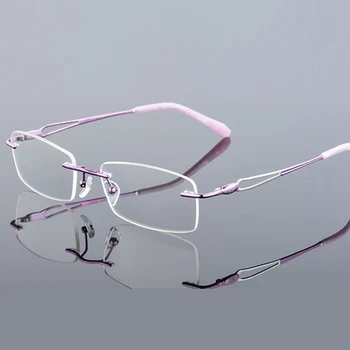 Rame de ochelari Ochelari de vedere Femei Calculator Optice baza de Prescriptie medicala Titan fără ramă Obiectiv Clar Rama de Ochelari de sex Feminin QF235