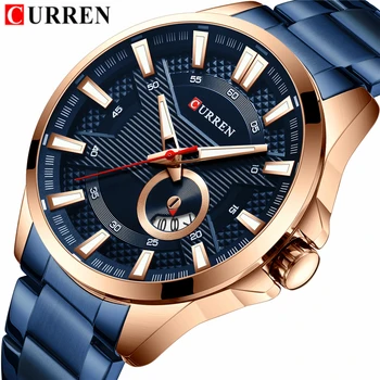 CURREN Top Brand de Ceasuri de Lux pentru Bărbați din Oțel Inoxidabil Ceas rezistent la apa Sport Cuarț Mens Ceas de mână Ceas Albastru relogio masculino