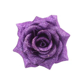6 inch Strălucitoare Artificiale Flori de Trandafir Cap 3D Flori False de Craciun Petrecere de Nunta Decoratiuni Acasă
