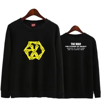 Kpop exo album războiul puterea muzicii logo/desene animate de imprimare o de gât subțire hanorace pulover unisex moda tricoul S-2XL
