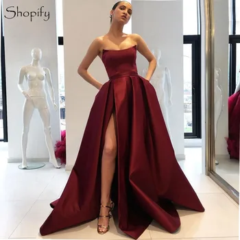 Rochie de Seara lunga 2020 Elegant abendkleider Sexy Fantă Mare Visiniu arabă Rochii de Seara Formale halat de petrecere