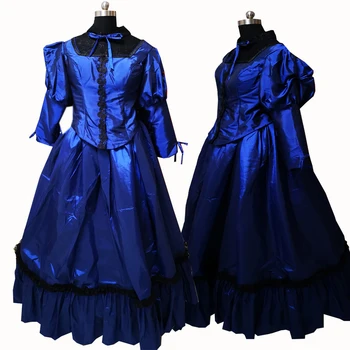 2020 Nou albastru victorian Halloween Cosplay dress Colonial Georgian Renascentist, Gotic Istoric rochie D-354
