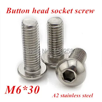 100buc/lot M6*30 Șurubul A2-70 ISO7380 Butonul de Cap Soclu cu Șurub/Bolț de Oțel Inoxidabil SUS304 M6X30mm