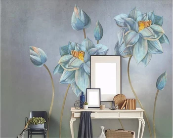 Beibehang dimensiuni Personalizate pictate manual elegant pictură în ulei de flori de moda retro Nordic minimalist TV de fundal tapet de perete