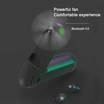 Mai nou la Modă F7 TWS Bluetooth Căști fără Fir V5.0 Căști Portabile Fan Touch Cască LED-uri Impermeabil pentru Căști