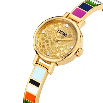 DOM femei ceasuri de lux, marca cuarț ceas de mână de moda casual de aur din oțel inoxidabil stil impermeabil Relogio Feminino