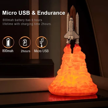 Imprimare 3D Space Shuttle Noapte Lampă Reîncărcabilă Moon 3D Rocket Lampă Lumina de Noapte pentru Iubitorii de Spațiu Decor Acasă