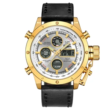 Oulm de sex brand din piele de moda bărbați ceas en-gros de electronice cuarț ceas rezistent la apa HP3553