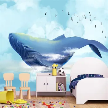 Milofi personalizate 3D tapet mural pictat balena fantezie mare fata de fundal de perete camera de zi de decorare dormitor pictura wal