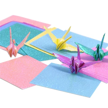 50Pcs Sclipici Pătrat de Hârtie Origami Partea Singură Culoare Solidă Pliere Actele de Copii realizate Manual DIY Scrapbooking Ambarcațiunile de Decorare