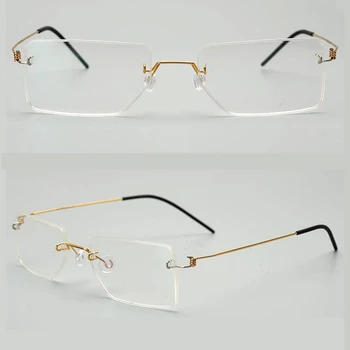 Ușor de Titan fără ramă Dreptunghi Ochelari pentru Bărbați și Femei Cerc Optice baza de Prescriptie medicala Ochelari Cadru oculos de grau