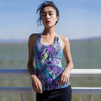 2018 Femeile Sexy Femei Yoga Topuri Rezervor De Fitness Îmbrăcăminte Respirabil Withpad Multicolor Mozaic Sportiv De Top Antrenament De Sex Feminin Tricouri