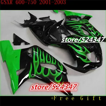 Nn-Nn-Piața de vânzări la cald producătorii GSXR600 750 01 02 03 GSXR600 750 buna cerneală neagră motocicleta carenaj de vârf green flame