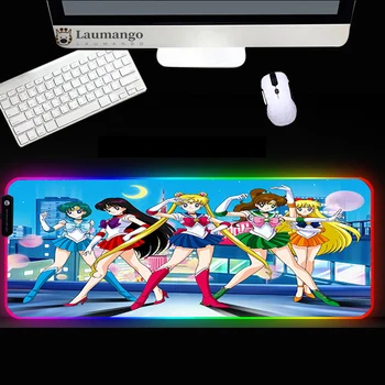 RGB Mouse pad anime Sailor Moon Vinde Fierbinte anti-alunecare și rezistent la uzură mousepad dreptunghiular dimensiuni mari cauciuc RGB mouse-ul mat