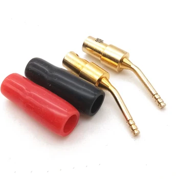 2 buc Banană 2mm Adaptor Unghi Pin Placat cu Aur Șurub de Blocare a Terminalelor de Cabluri Conector de Cablu pentru Audio-Video Difuzor Negru Rosu