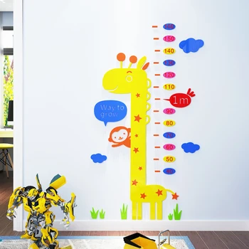 Desen animat girafa înălțime autocolant 3d înălțime autocolant de perete pentru camera Copiilor înălțime de conducător decor Acrilic hârtie auto-adeziv