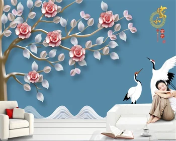 Beibehang papier peint murale 3d Personalizat de lux 3D papel murală acasă și bogat macara tapet TV tapet de fundal pentru pereți 3 d