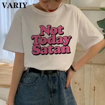 Harajuku Satana Grafic T Shirt Femei Ullzang Satanist de Desene animate Amuzant T-shirt Lucifer 90 Tricou de Moda Amuzant Sus Teuri de sex Feminin
