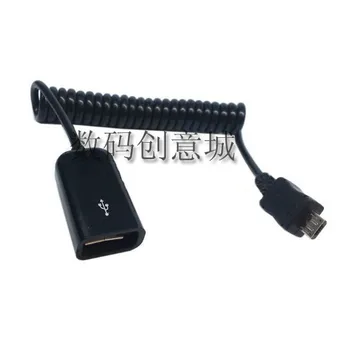 2 BUC OTG Date Spirală Cablu de Sincronizare USB Negru O Femeie Micro USB 5 Pini de sex Masculin Adaptor USB Micro Spirală Cablu OTG