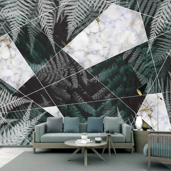 Milofi Personalizate 3D Tapet Mural Verde Nordică Feriga Marmură Geometrice Living Fundal de Perete Decor Mural Tapet