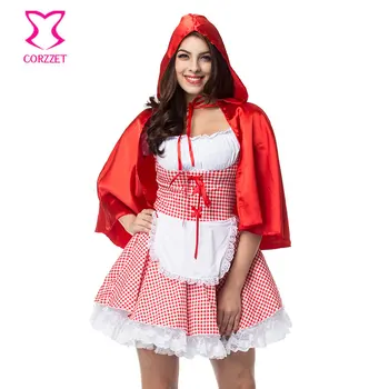 Corzzet Costume De Halloween Pentru Femei Cosplay Sexy Little Red Riding Hood Joc De Fantezie Uniforme De Fantezie Rochie Din Dantela Tinuta