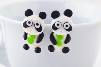 Animale noi, lucrate Manual din Polimer Lut 3D Panda Totoro Cercei pentru Femeile de Desene animate Drăguț Stud Cercei Bijuterii Brincos