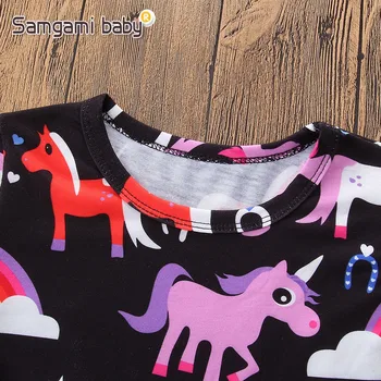 SAMGAMI COPIL de Crăciun Rochie de Fată Copilul de Îmbrăcăminte a-line Rochii de Fete Desene animate cu Unicorn Mov Imprimare Haine Copii Rochie de Petrecere
