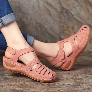 Sandale pentru femei, Pantofi de Vara Confortabil Glezna Gol Rotund Toe Sandale cu Talpă Moale Pene Platforma Sandale Pantofi Zapatos De Mujer