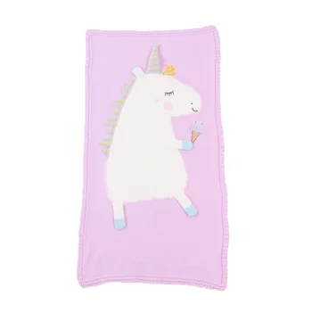 Drăguț Nou-Născut, Copilul Moale Din Bumbac Pentru Copii Tricotate Unicorn Patura Pentru Landou Patut Coș Moise Unicorn Model Roz Pături