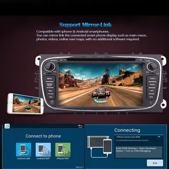 2 Din Android 9.0 Quad Core HD 1024*600 Car DVD Player pentru Ford Focus Mondeo S-Max Cmax Galaxy car Audio Stereo Radio Unitatea de Cap