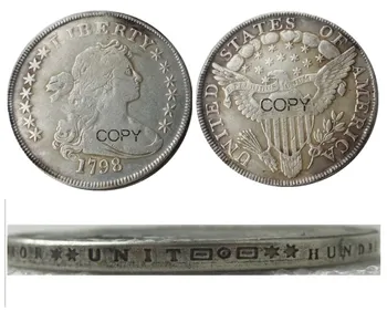 NE 1798 Bust Drapat Dolar de Argint Placat cu Copia Fisei