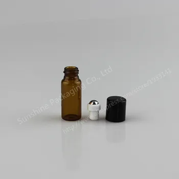1buc 3ml slim rola pe rola sticle de uleiuri esențiale roll-on reîncărcabile sticla de parfum deodorant recipiente cu capac negru