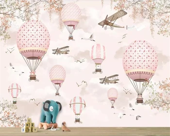 Beibehang tapet pentru camera copii Cer un nor alb cald balon cu aer avionul pasăre Mică de desene animate 3d tapet mural actele de pared