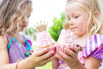 Acrilica Glitter Princess Crown Cupcake Toppers (Set de 24) pentru copii / petrecere de aniversare pentru copii decoratiuni consumabile transport gratuit