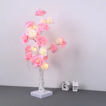 Trandafir de Ghiveci Lampa de Birou Lumini de Noapte Bonsai Copac de Craciun Decor de Lumini cu 24 de LED-uri Margele LB88