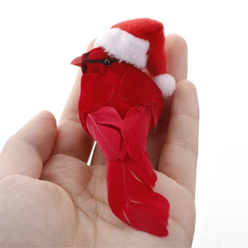 Artificiala Rosu Clip-on Cardinali Pasăre cu Pene de Crăciun Ornament Decor Gradina in Miniatura Grădinărit Fals Decor de Crăciun