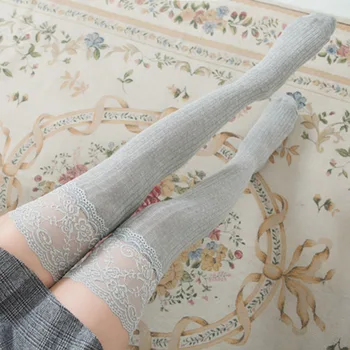 YJSFG CASA de Moda pentru Femei Ciorapi Peste Genunchi Sockings Dantela Jambiere Simple Coapsa Inalta Ciorapi Floral Doamnelor Cald Gros Ciorapi