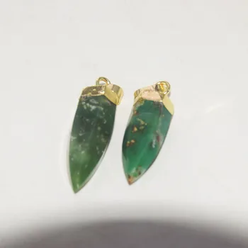 Mult verde Natural chrysoprase glonț pandantiv de piatra pentru a face bijuterii femei 2020 prime placare cu aur bijuterie de piatra punct de vindecare