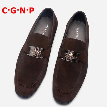 C·G·N·P italiană Barbati Pantofi Casual Vacă de Înaltă Calitate piele de Căprioară Piele Mocasini Alunecare Pe Pantofi Rochie Handmade pentru Bărbați Partid Și Pantofi de Bal