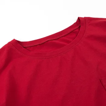 TOTNWANG 2020 scrisoare broda buzunar rotund gât t-shirt femei solidă maneca lunga tricou peste dimensiunea casual jos femei t shirt