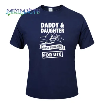 Tatăl Și Fiica Mai Buni Prieteni Pentru Viața Părinților Zi Tata Cadou Amuzant Logo-Ul Imprimat Tricou Din Bumbac Cu Maneci Scurte T-Shirt