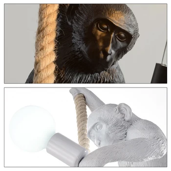 Retro Maimuță Lampa de Birou Rășină CONDUS Noptiera Camera de zi Dormitor Masă Artist Decor Acasă Animal Negru și Alb Lampă 220