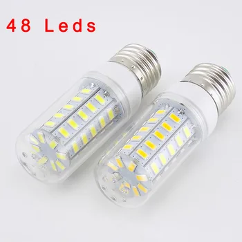 48 LED Lampă Bec Lamparas 220V SMD5730 SMD Lampada alb cald E27 Bombillas lumânare lumina E27 Fiolă Becuri cu led-uri