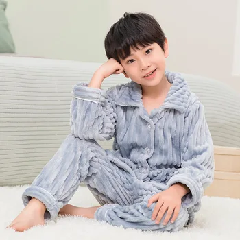MudiPanda Iarna Băiat Pijama Set Pentru Adolescenti Fete cămașă de Noapte Copilul Acasă Haine Copii Flanel Cald Pijamale Enfant