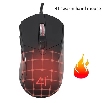 41Celsius Mâinile Calde Mouse cu Fir,Luminos Mouse-ul cu Gradient de Culoare Febra Mouse-ul Mouse-ul,E-Sport, Jocuri,Negru Mat