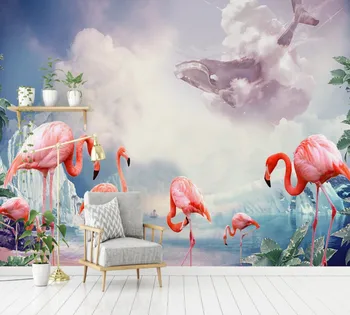 Transport gratuit Minimalist Ghețar Peisaj Mare Flamingo TV de Perete de Fundal Personalizate 3d Tapet Living Fată Dormitor de pictură Murală
