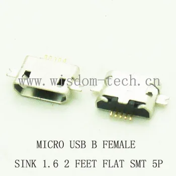 10buc/lot Simbol Micro USB de sex feminin soclu conector 2.0 chiuveta 1.6 SMT 2FEET PLAT GURA