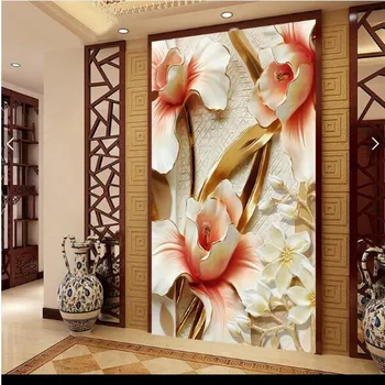Wellyu Personalizate frescă mare 3D bogat flori deschide intrarea culoar fondul de perete de mediu tapet papel de parede