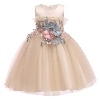 2019 nou de îmbrăcăminte pentru copii fetita cu flori aplicatiile de nunta rochie de Seara Formale Copii Petrecere printesa rochie de Fată dulce haine